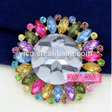 Moda colorida flor de diamante broche de casamento atacado